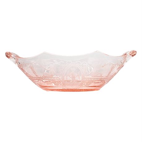 Fry Women in Cameo Pink Depression Glass Handled Bowl
