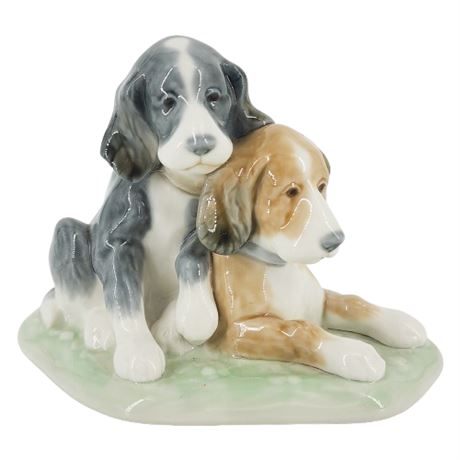 Vintage Nao by Lladro Retired "Two Pups" Porcelain Figurine