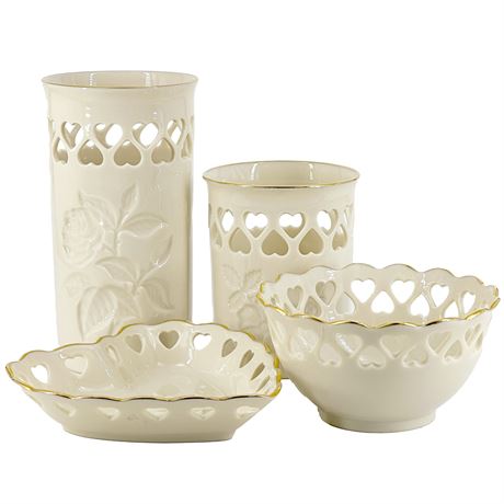 Four Piece Vintage Lenox Porcelain Heart Collection Set
