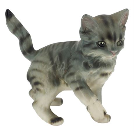 Vintage Lefton Gray Stripe Kitty Cat Figurine