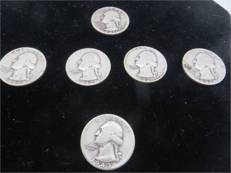 1941, Three 1942, 1942 D? & 1943 Washington Quarters
