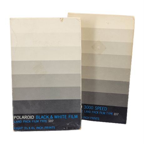 Two Packs Vintage Expired Polaroid Black & White Land Film 107