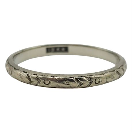 Vintage 20s J.R. WOODS & SONS (Artcarved) 18K White Gold Wedding Band, Sz 7.25