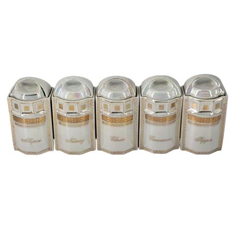 German Iridescent Lusterware & Gold Canisters - Set of 5
