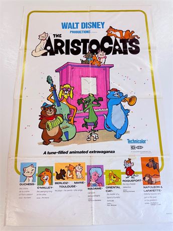 The Aristocats Original 27x41 Movie Poster