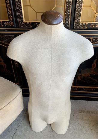 Vintage Male Mannequin Haberdashery Cream Fabric Body Form