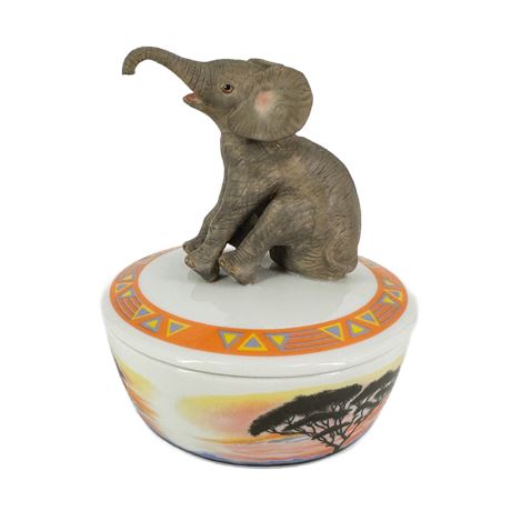 Vintage Lenox Porcelain Baby Elephant Music Box 1994