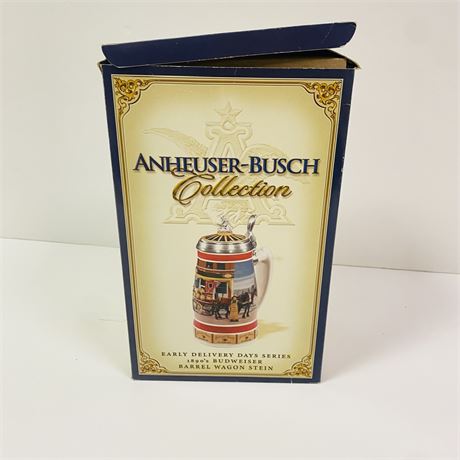 Budweiser 1890s Barrel Wagon Stein Mint in Orig Box