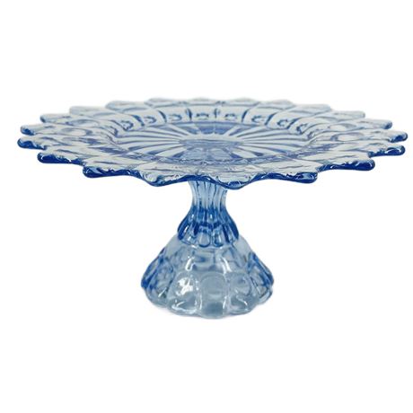 Vintage Blue Art Glass Cake Stand