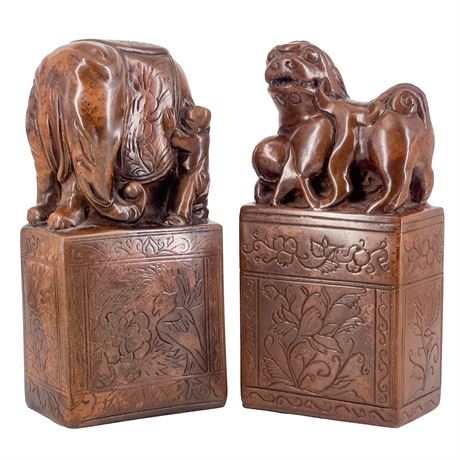 Vintage Fan Co Chinese Gemstone Statuesque Bookends