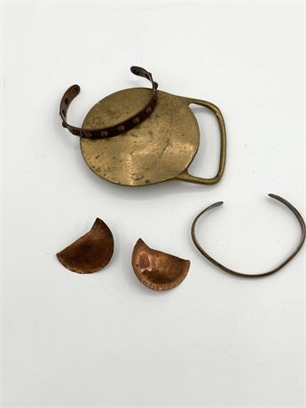 Solid Brass Belt Buckle, Brass & Copper Lot
