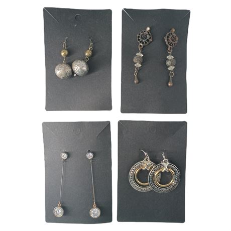Earrings Lot - Vintage-Inspired Floral, Crystal and Two-Tone Drops