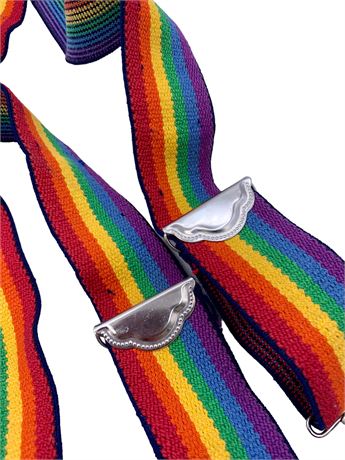 Vintage Rainbow Metal Clasp Stretchy Suspenders
