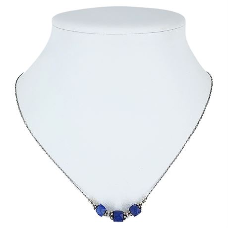 Artisan Made Sterling Silver & Blue Glass Necklace