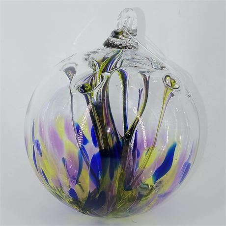 Handblown Art Glass Ornament – Multicolor Bloom Design