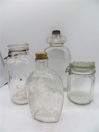 Atlas E-Z Seal Jar, Vintage 1/2 Gal. Jar & Syrup Bottle