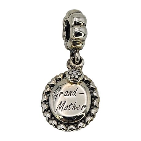 Pandora Grand-Mother Sterling Silver Dangle Charm/Bead, Retired