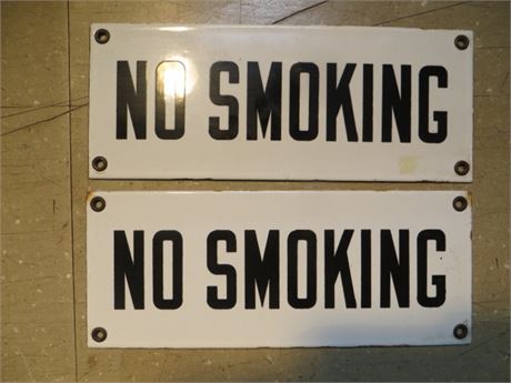 2 NO SMOKING Porcelain Signs #2