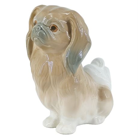 Vintage Lladro Pekinese Dog Porcelain Figure