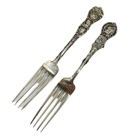 Antique Sterling Silver Souvenir Forks