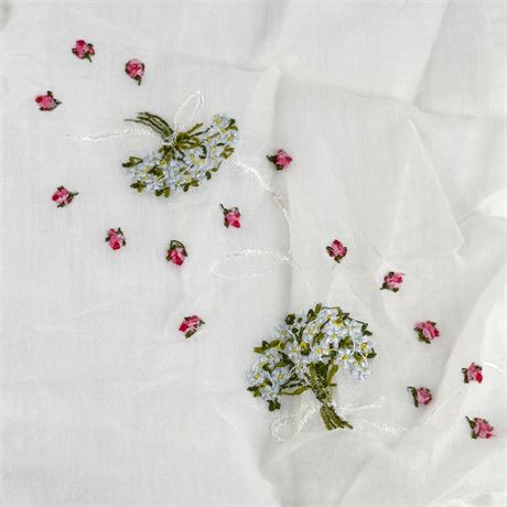 Vintage Linen Embroidered Handkerchief