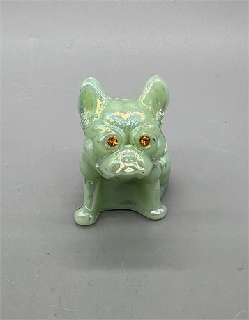 Rosso Jadeite Bulldog Figurine Topaz Eyes
