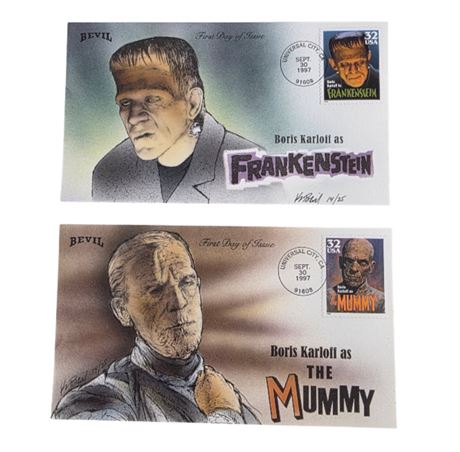 FDC 1997 Hand Painted--Bevil--Frankenstein & The Mummy