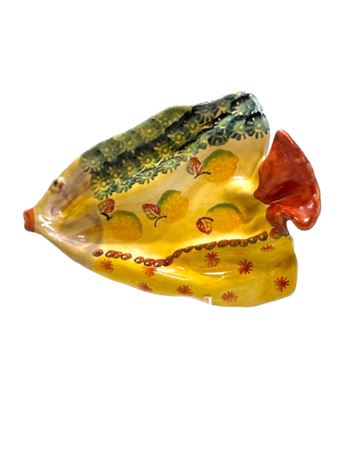 Vtg Italica ARS Fish Shaped Pottery Tray/Spoon Rest