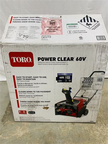 NIB Toro Powerclear e21 60V Snowblower MSRP $700