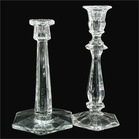 Two Vintage Crystal Candlestick Holders