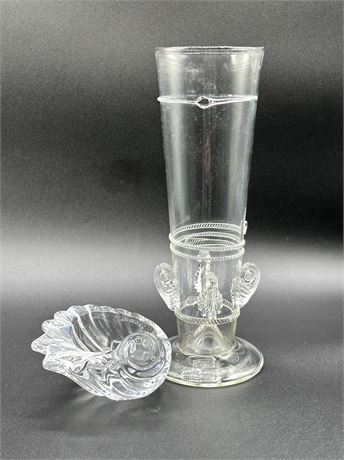Clear Glass Juliska Vase & Art Vannes Shell