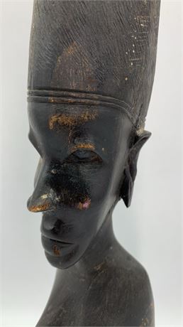Older Hand Carved 18” Ebony Wood African Woman Carving