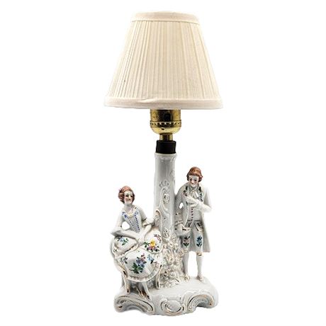 Vintage German Porcelain Figural Boudoir Lamp