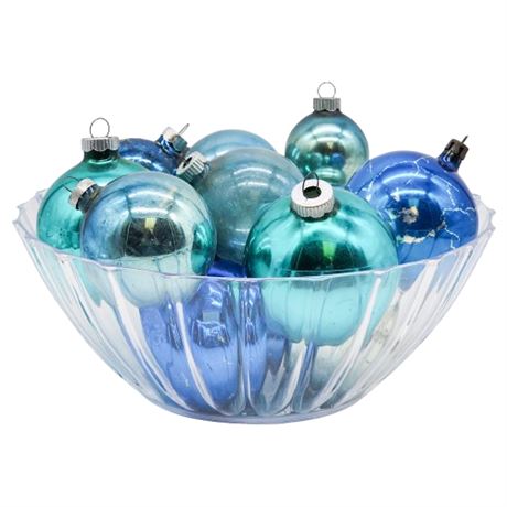 Vintage Rauch, Shiny Brite, Poland, USA Blue/Teal Glass Bulb Ornaments
