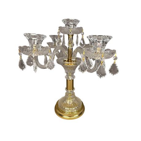 Hollywood Regency Clear Crystal Candelabra