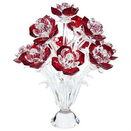 Ten Inch Tall Crystal Rose Bouquet, Swarovski Similar