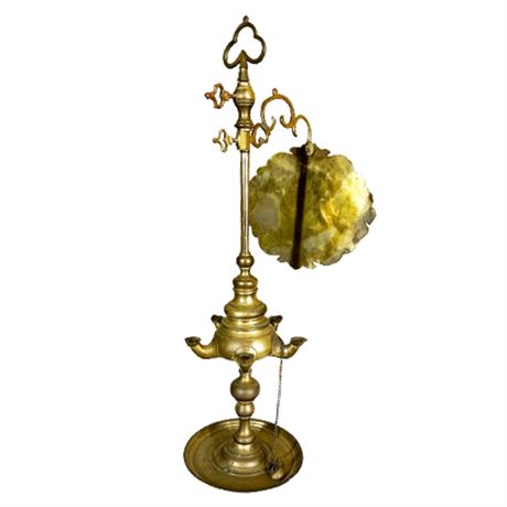 Antique 19th Century Brass Florentine Oil Lamp