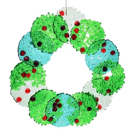 Vintage Melted Plastic Wreath Suncatcher