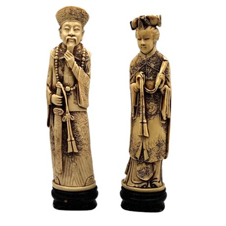 Chinese Carved Resin Husband & Wife