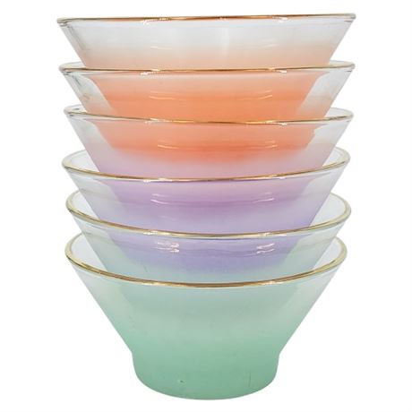 Vintage WEST VIRGINIA GLASS Blendo Bowls, Set of 6