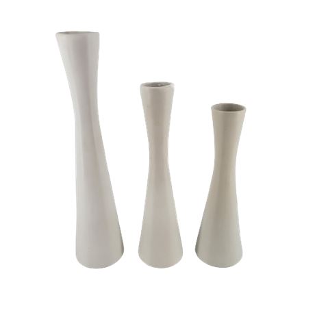 Set of 3 Van Briggle Hour Glass Bud Vases White