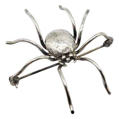 Vintage 835 Silver Spider Brooch