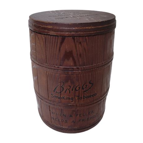 Vintage Briggs Smoking Tobacco Wood Humidor Barrel & Lid