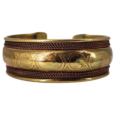 Triple Moon Goddess Brass/Copper Cuff Bracelet