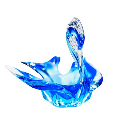 MCM Murano Cobalt and Clear Glass Swan