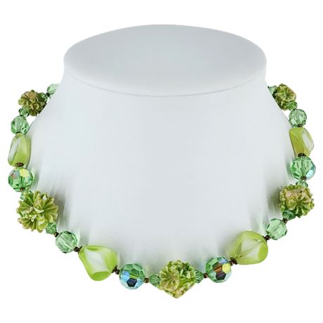 Vintage Unique Green Beaded Choker Necklace