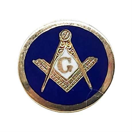 Vintage 14K Gold Masonic Square & Compass Mini Screwback Pin