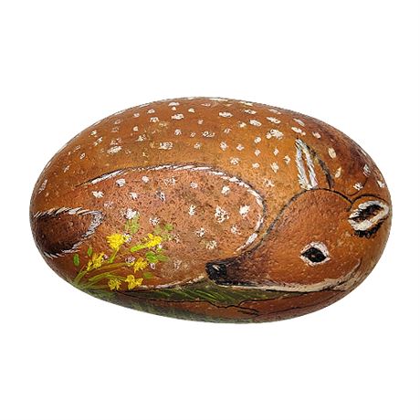 Signed Laura Franelle Hand Painted Fawn Rock