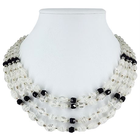 Vintage Japan 4-Strand Art Glass Necklace