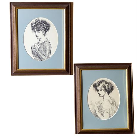 Framed Prints of Drawings of Fancy Victorian Ladies